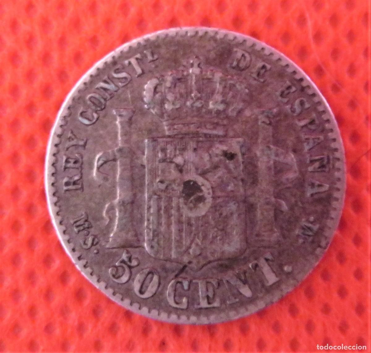 Monedas de Espa&ntilde;a: Moneda de plata de 50 C&eacute;ntimos de 1881, estrella 8-1 - Foto 2