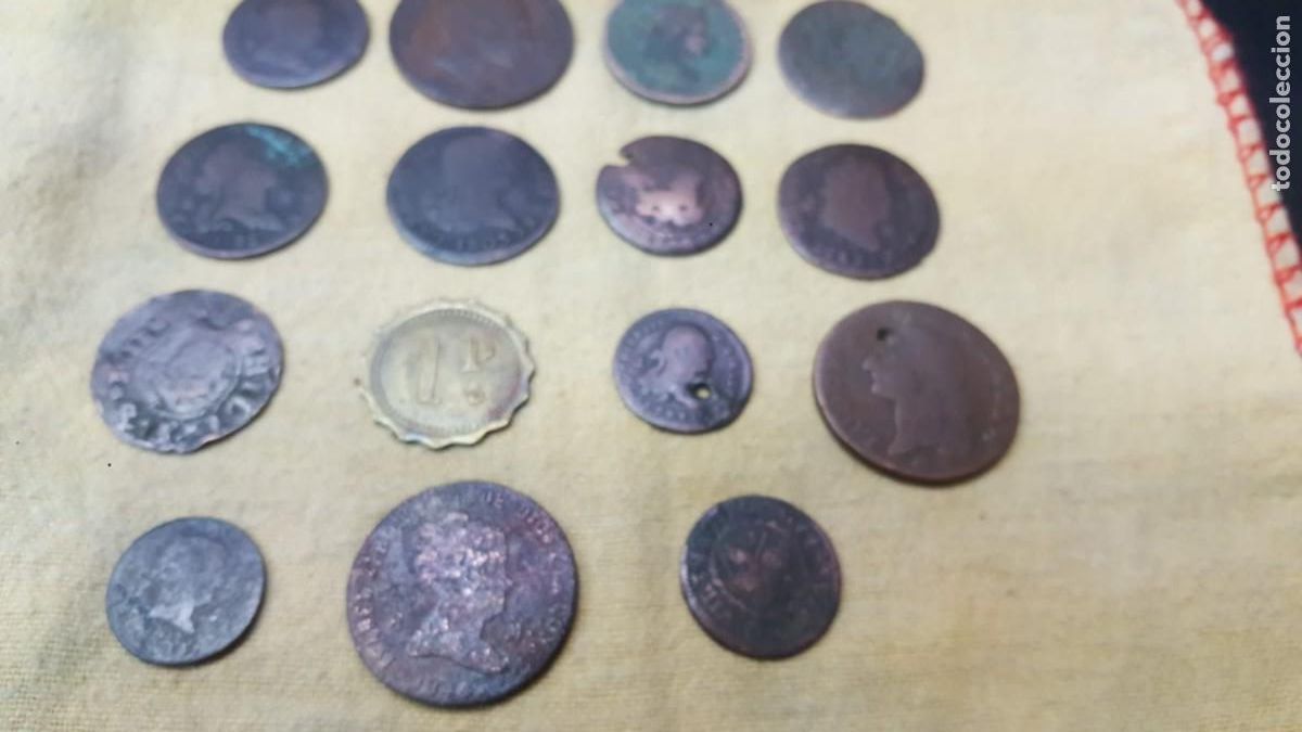 Monedas de Espa&ntilde;a: LOTE DE 15 COBRES ESPA&Ntilde;OLES - Foto 1
