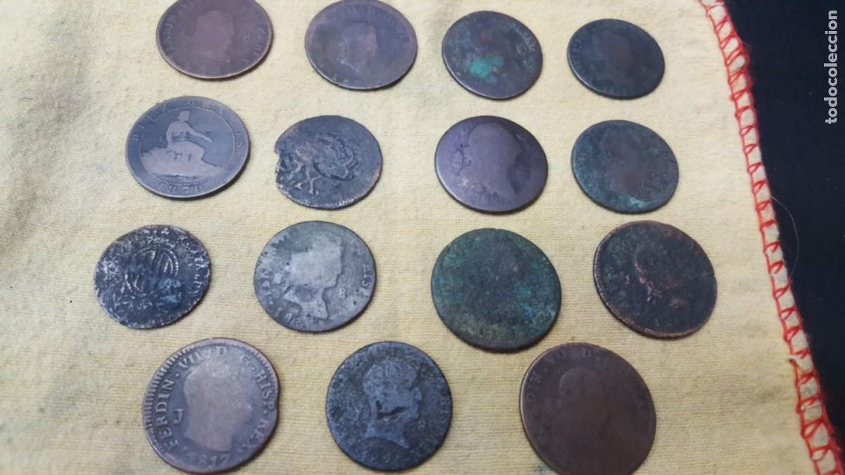 Monedas de Espa&ntilde;a: LOTE DE 15 COBRES ESPA&Ntilde;OLES - Foto 1
