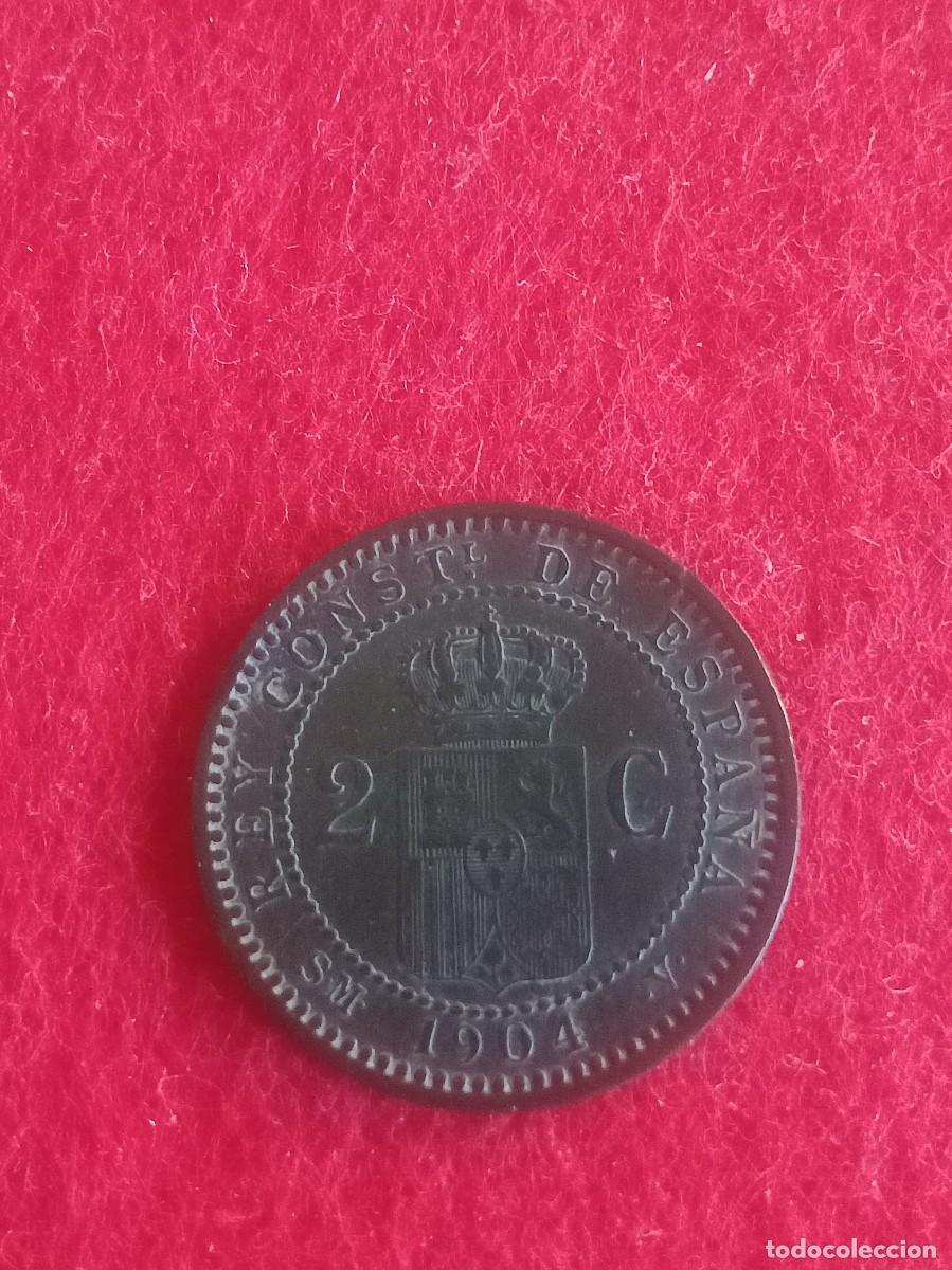 Monedas de Espa&ntilde;a: Moneda de 2 c&eacute;ntimos de Alfonso XIII, 1904, S MV - Foto 2