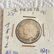 Monedas de España: PLATA 1 PESETA ALFONSO XIII AÑO 1891 A