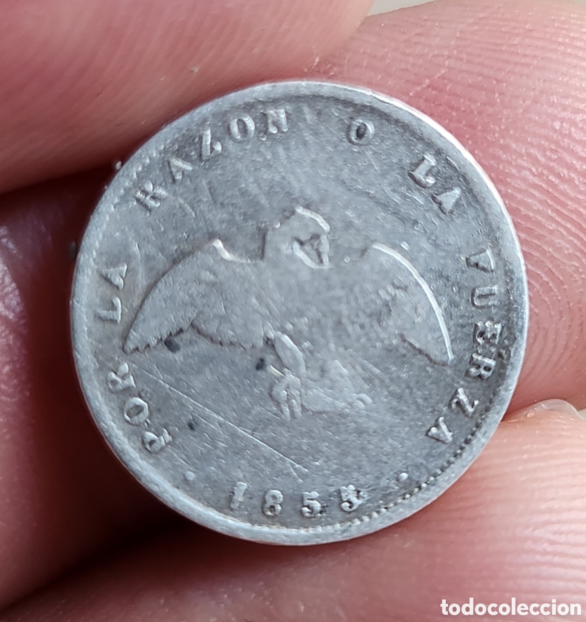Monedas de Espa&ntilde;a: Escaso 1/2 D&eacute;cimo Chile 1855 de plata - Foto 1