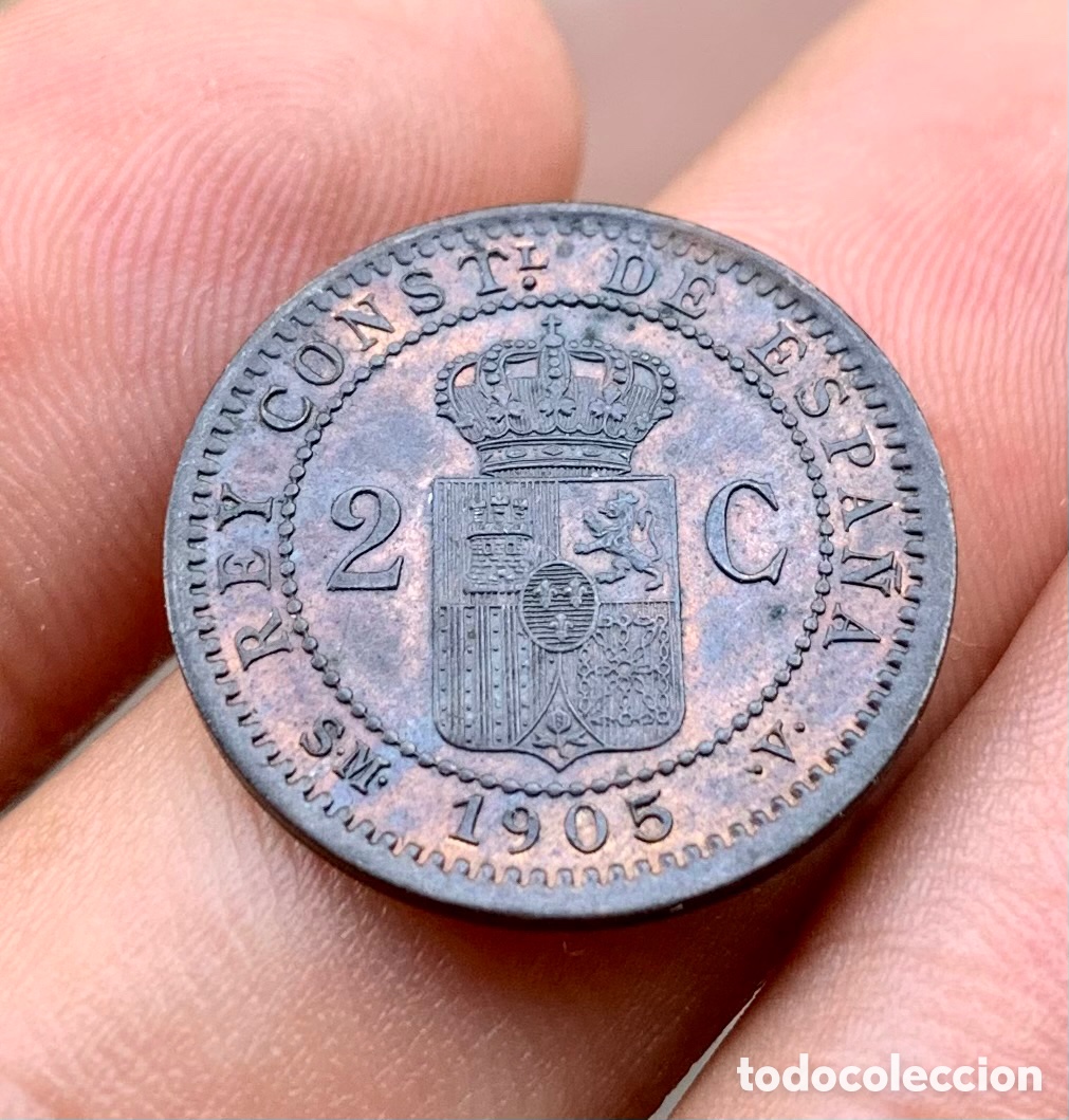 Monedas de Espa&ntilde;a: Moneda 2 Centimos 1905 EBC . Alfonso XIII - Foto 1