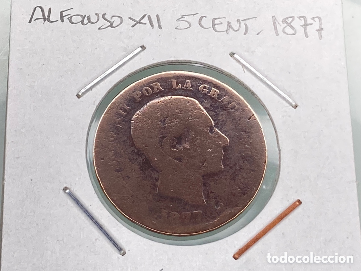 Monedas de Espa&ntilde;a: MONEDA ALFONSO XII 5 CENTIMOS 1877 - Foto 1