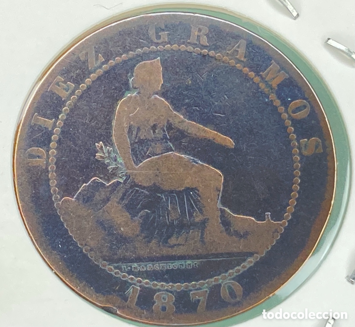Monedas de Espa&ntilde;a: MONEDA GOBIERNO PROVISIONAL 10 CENTIMOS DE PESETA 1870 - Foto 3