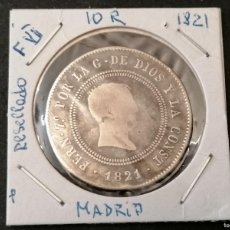 Monedas de España: PLATA ,MONEDA 10 REALES, 1821, MADRID , FERNANDO VII, ESPAÑA, BC, 13,1 GR, RESELLADA, MBC