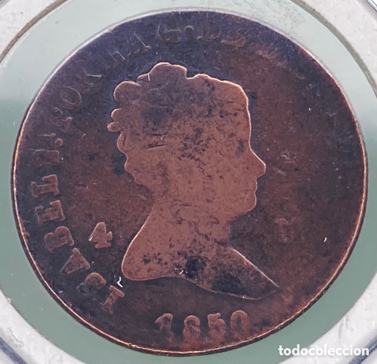 Monedas de Espa&ntilde;a: MONEDA ISABEL II 4 MARAVEDIES 1850 - Foto 2