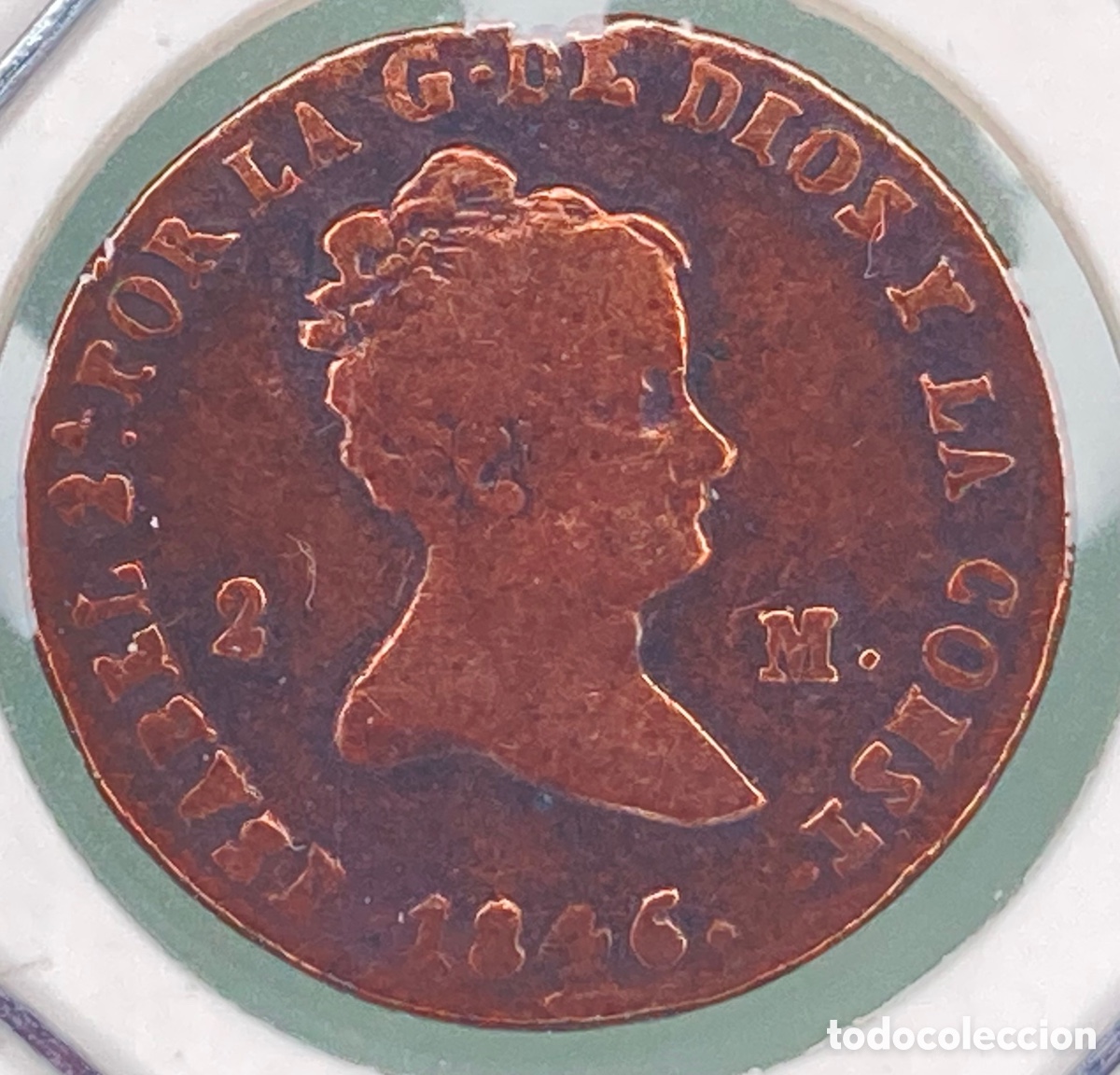 Monedas de Espa&ntilde;a: MONEDA ISABEL II 2 MARAVEDIES 1846 - Foto 2