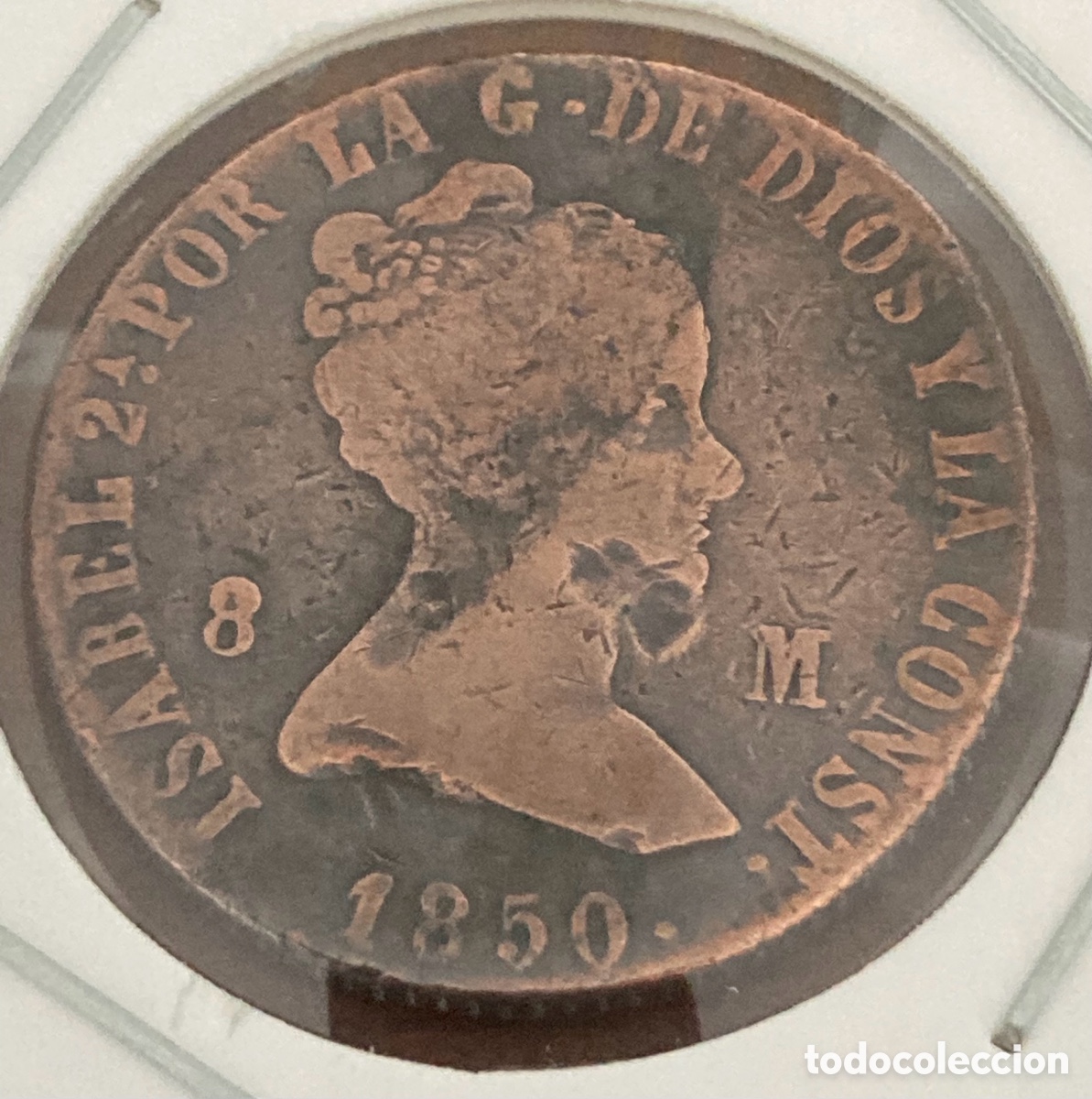Monedas de Espa&ntilde;a: MONEDA ISABEL II 8 MARAVEDIES 1850 - Foto 2
