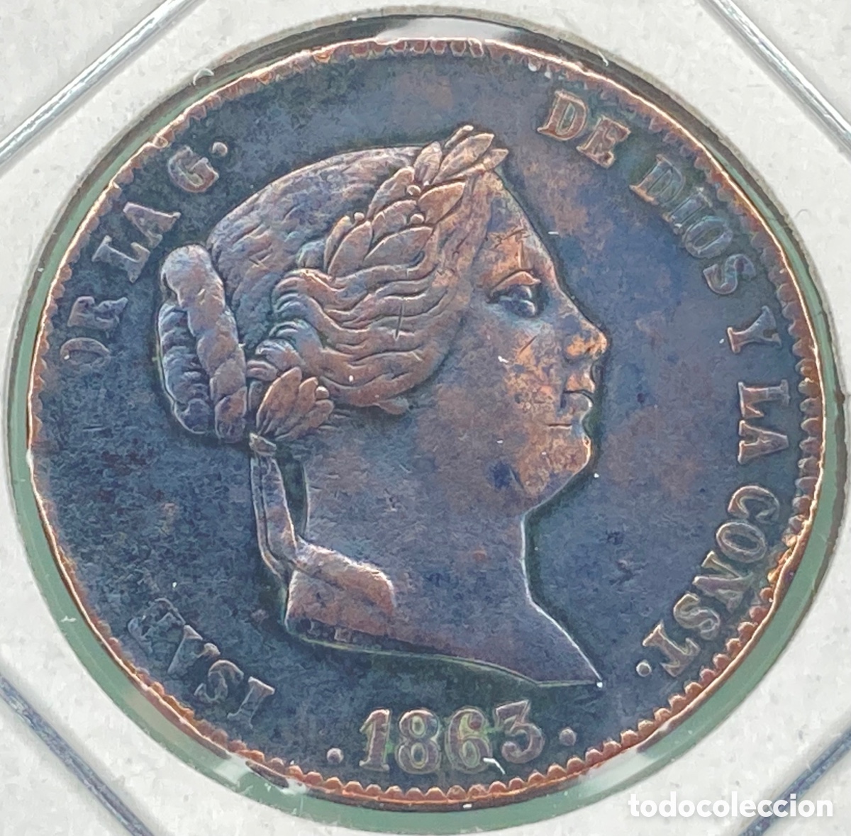 Monedas de Espa&ntilde;a: MONEDA ISABEL II 25 CENTIMOS DE REAL 1863 - Foto 2