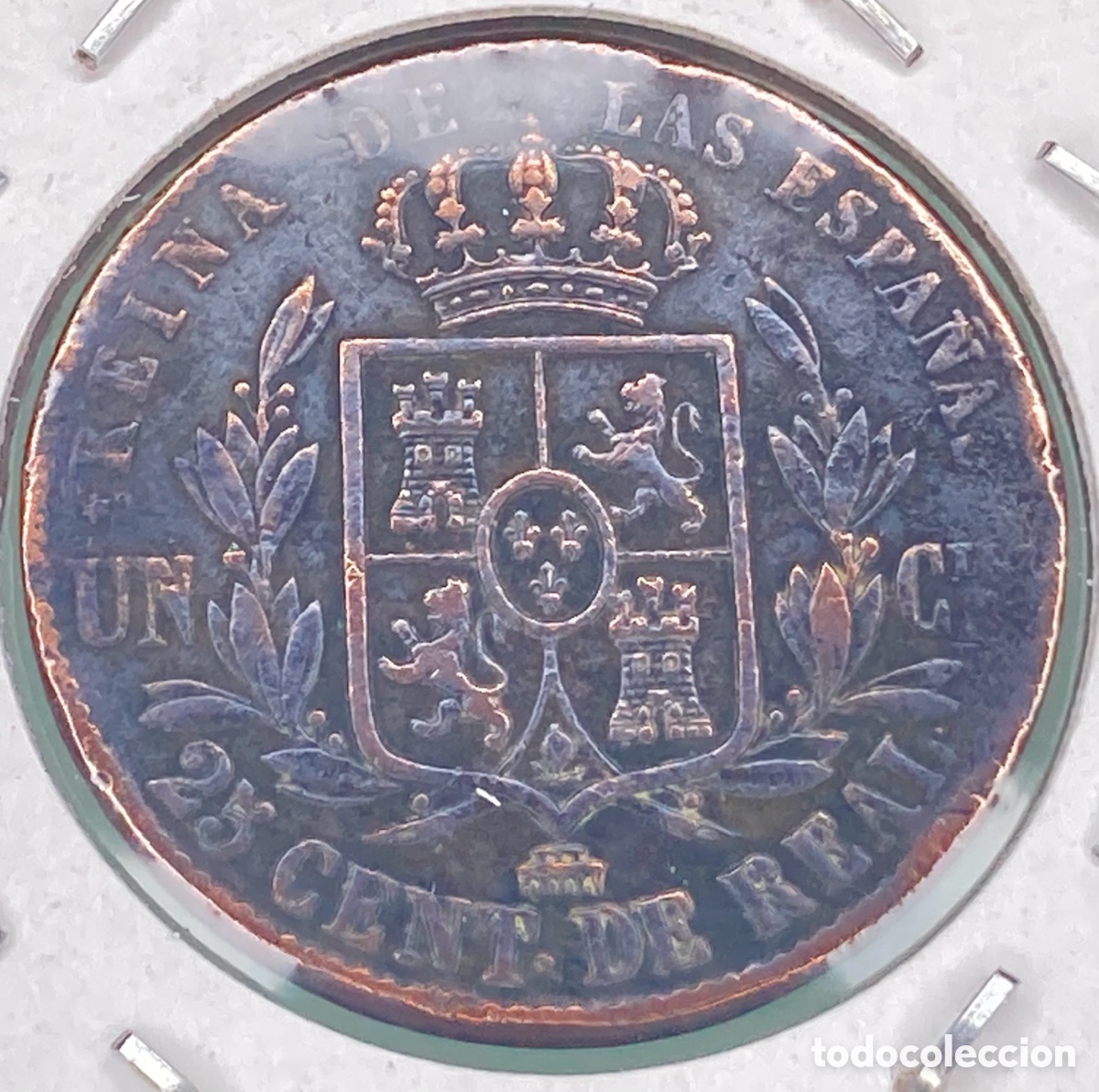 Monedas de Espa&ntilde;a: MONEDA ISABEL II 25 CENTIMOS DE REAL 1863 - Foto 3
