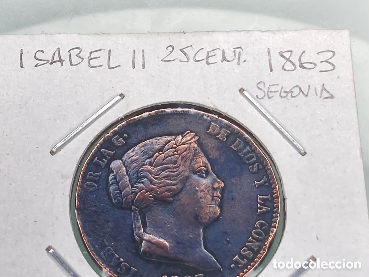 Monedas de Espa&ntilde;a: MONEDA ISABEL II 25 CENTIMOS DE REAL 1863 - Foto 1