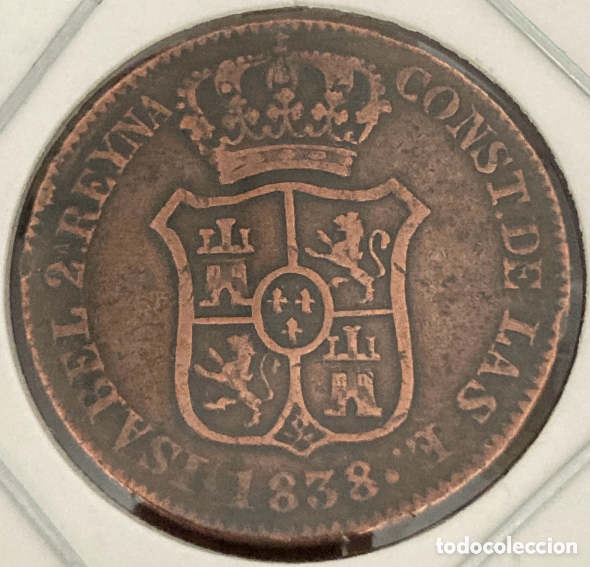 Monedas de Espa&ntilde;a: MONEDA ISABEL II 3 CUARTOS 1838 - Foto 1