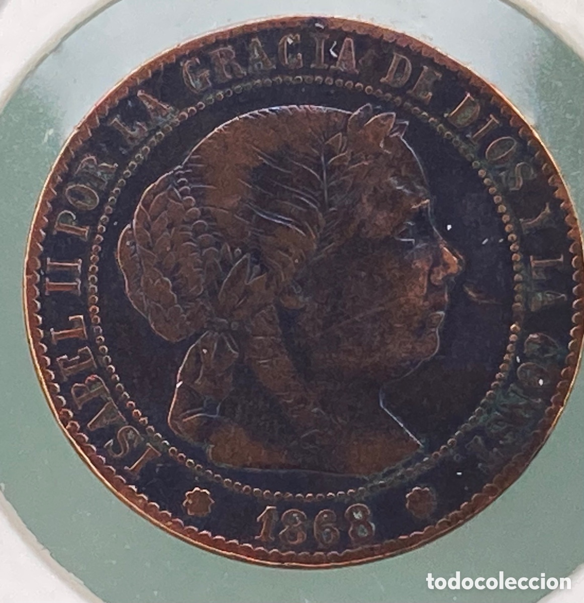 Monedas de Espa&ntilde;a: MONEDA DE ISABEL II DE 1/2 CENTIMO DE ESCUDO DE 1868 - Foto 2