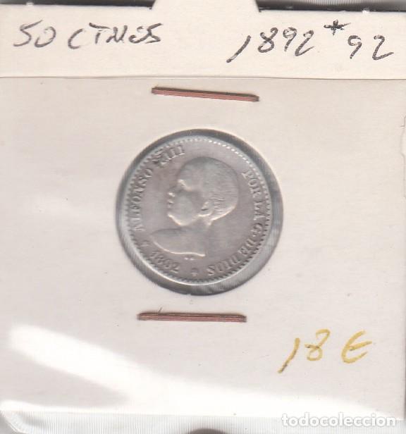 Monedas de Espa&ntilde;a: ESPA&Ntilde;A - 50 CENTIMOS DE PLATA DEL A&Ntilde;O 1892*92 - Foto 2