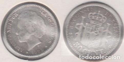 Monedas de Espa&ntilde;a: ESPA&Ntilde;A - 50 CENTIMOS DE PLATA DEL A&Ntilde;O 1894 - Foto 1