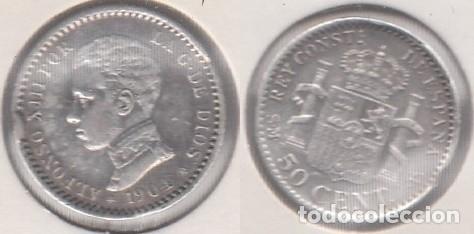 Monedas de Espa&ntilde;a: ESPA&Ntilde;A - 50 CENTIMOS DE PLATA DEL A&Ntilde;O 1904*04 - Foto 1
