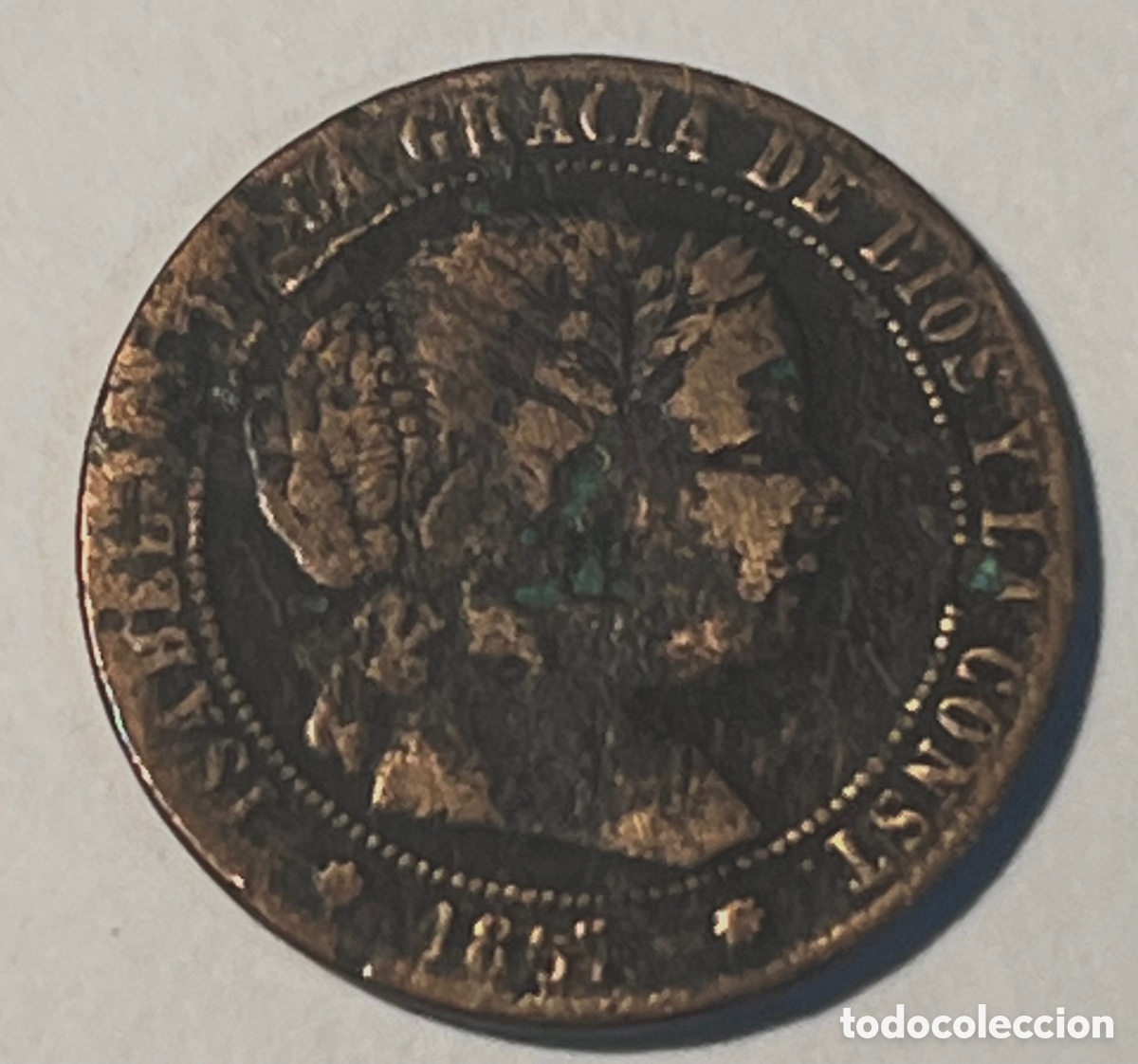 Monedas de Espa&ntilde;a: MEDIO C&Eacute;NTIMO DE ESCUDO - ISABEL 2&ordf; - 1867 - COBRE - Foto 1