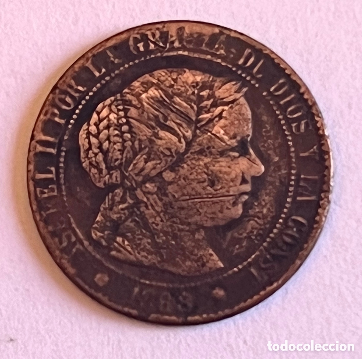 Monedas de Espa&ntilde;a: MEDIO C&Eacute;NTIMO DE ESCUDO - ISABEL 2&ordf; - 1868 - COBRE - Foto 1