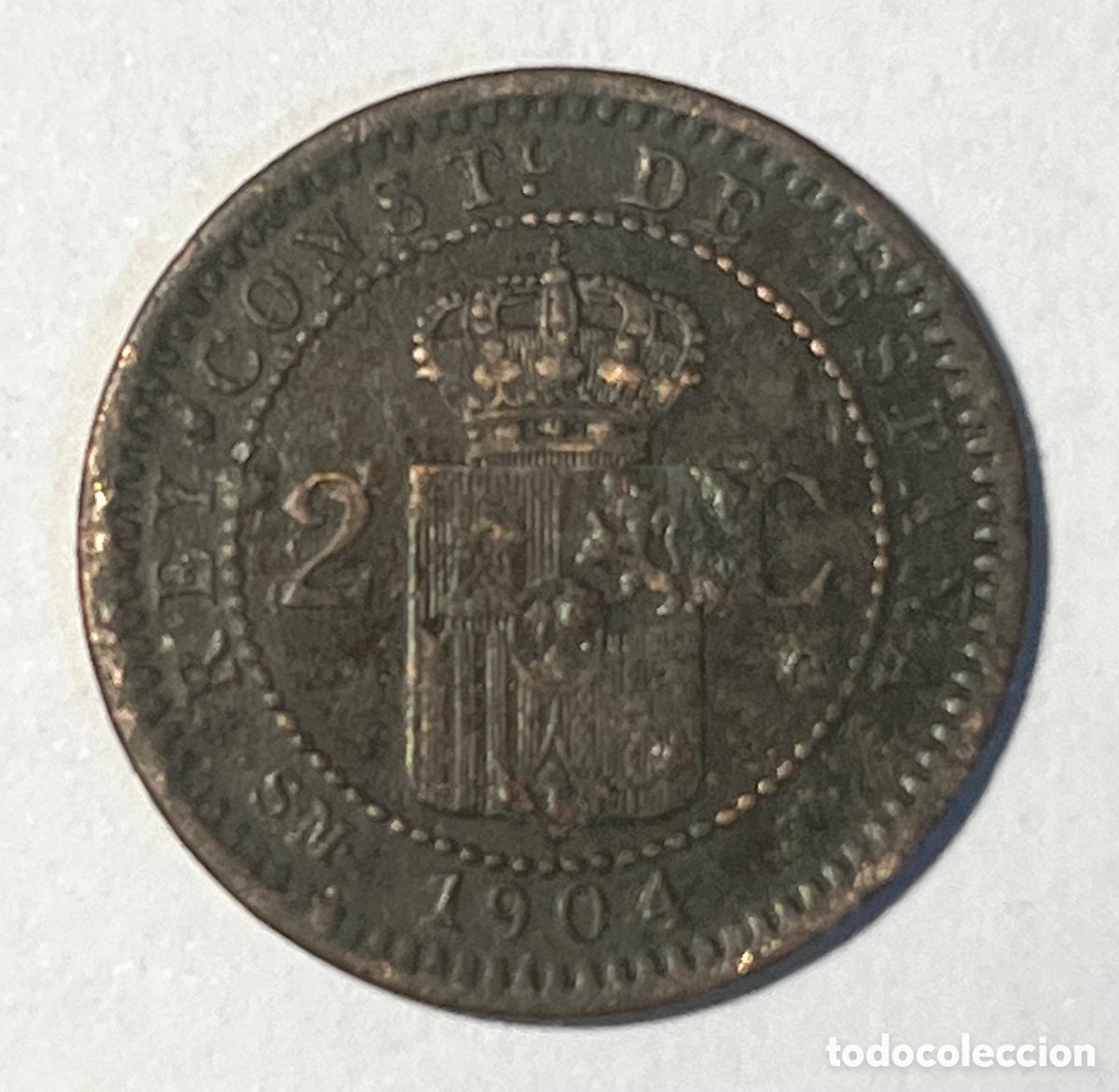 Monedas de Espa&ntilde;a: 2 C&Eacute;NTIMOS - ALFONSO XIII - 1904 - COBRE - Foto 2