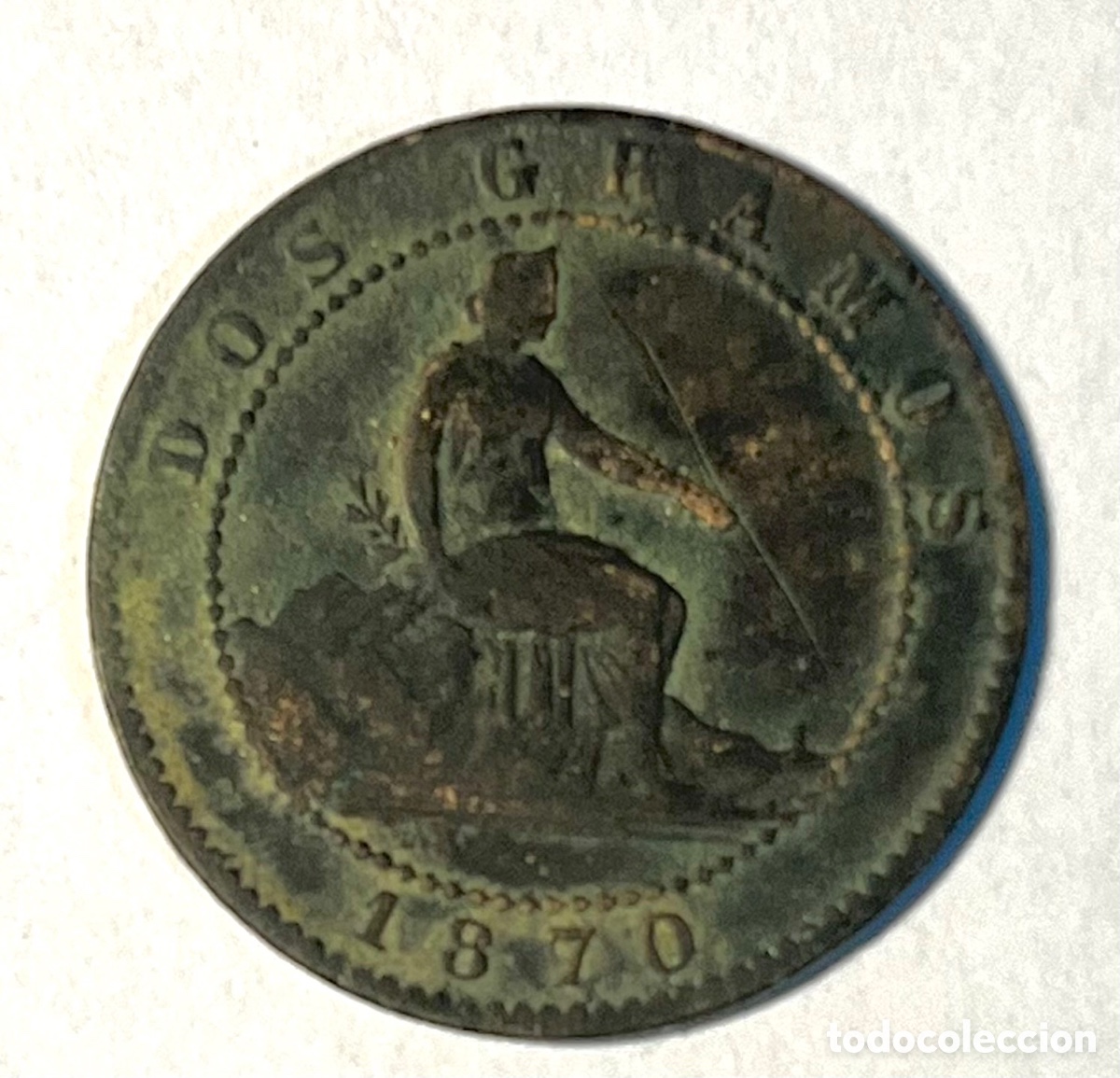Monedas de Espa&ntilde;a: 2 C&Eacute;NTIMOS - GOBIERNO PROVISIONAL - 1870 - COBRE - Foto 1