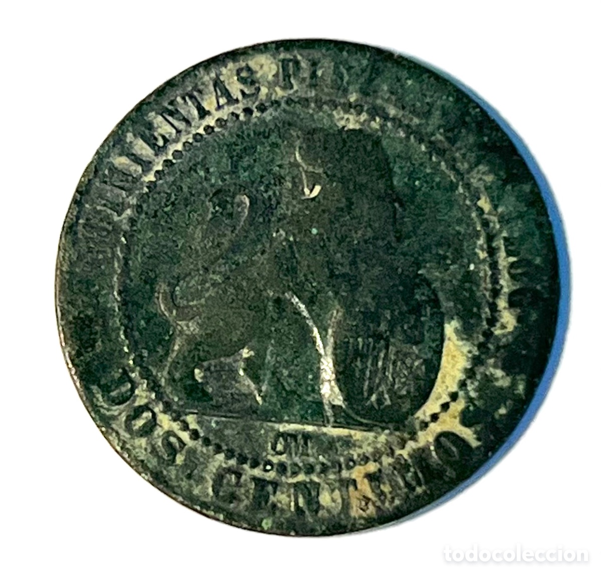 Monedas de Espa&ntilde;a: 2 C&Eacute;NTIMOS - GOBIERNO PROVISIONAL - 1870 - COBRE - Foto 2