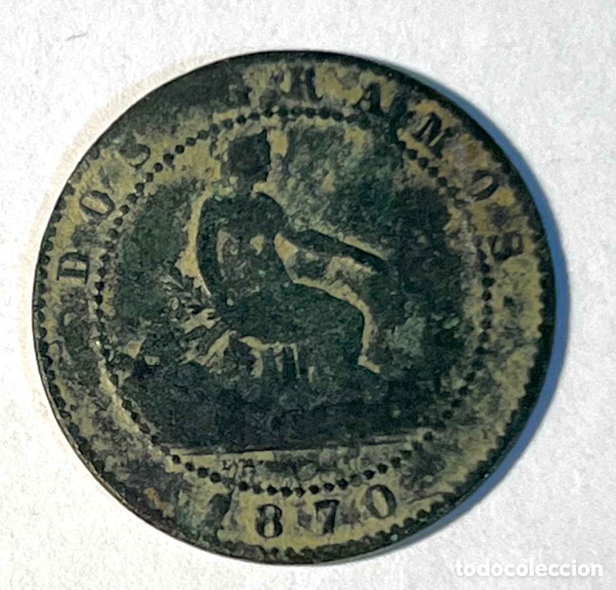 Monedas de Espa&ntilde;a: 2 C&Eacute;NTIMOS - GOBIERNO PROVISIONAL - 1870 - COBRE - Foto 1