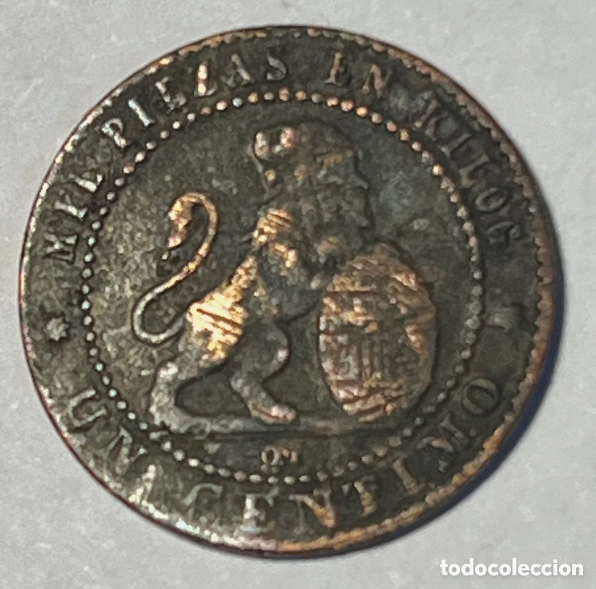 Monedas de Espa&ntilde;a: 1 C&Eacute;NTIMO 1870 GOBIERNO PROVISIONAL - COBRE - Foto 2