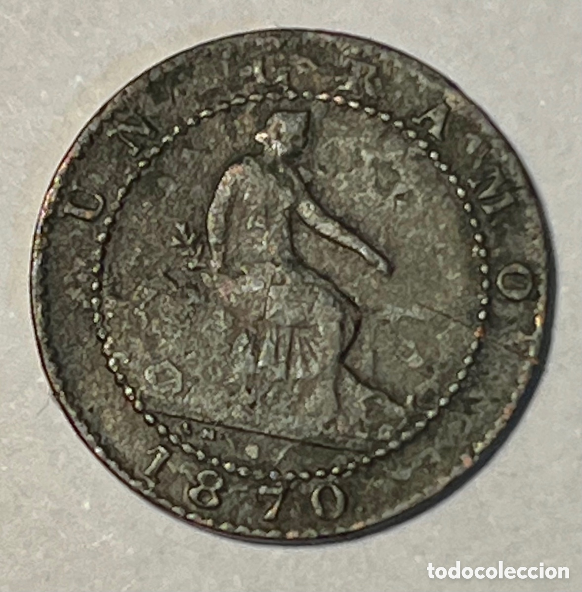 Monedas de Espa&ntilde;a: 1 C&Eacute;NTIMO 1870 GOBIERNO PROVISIONAL - COBRE - Foto 1