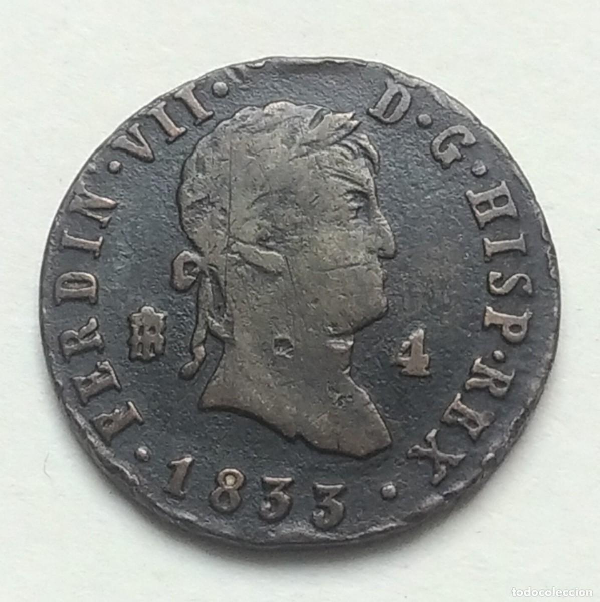 Monedas de Espa&ntilde;a: ## Fernando VII Segovia 4 Maravedis 1833 ## - Foto 1