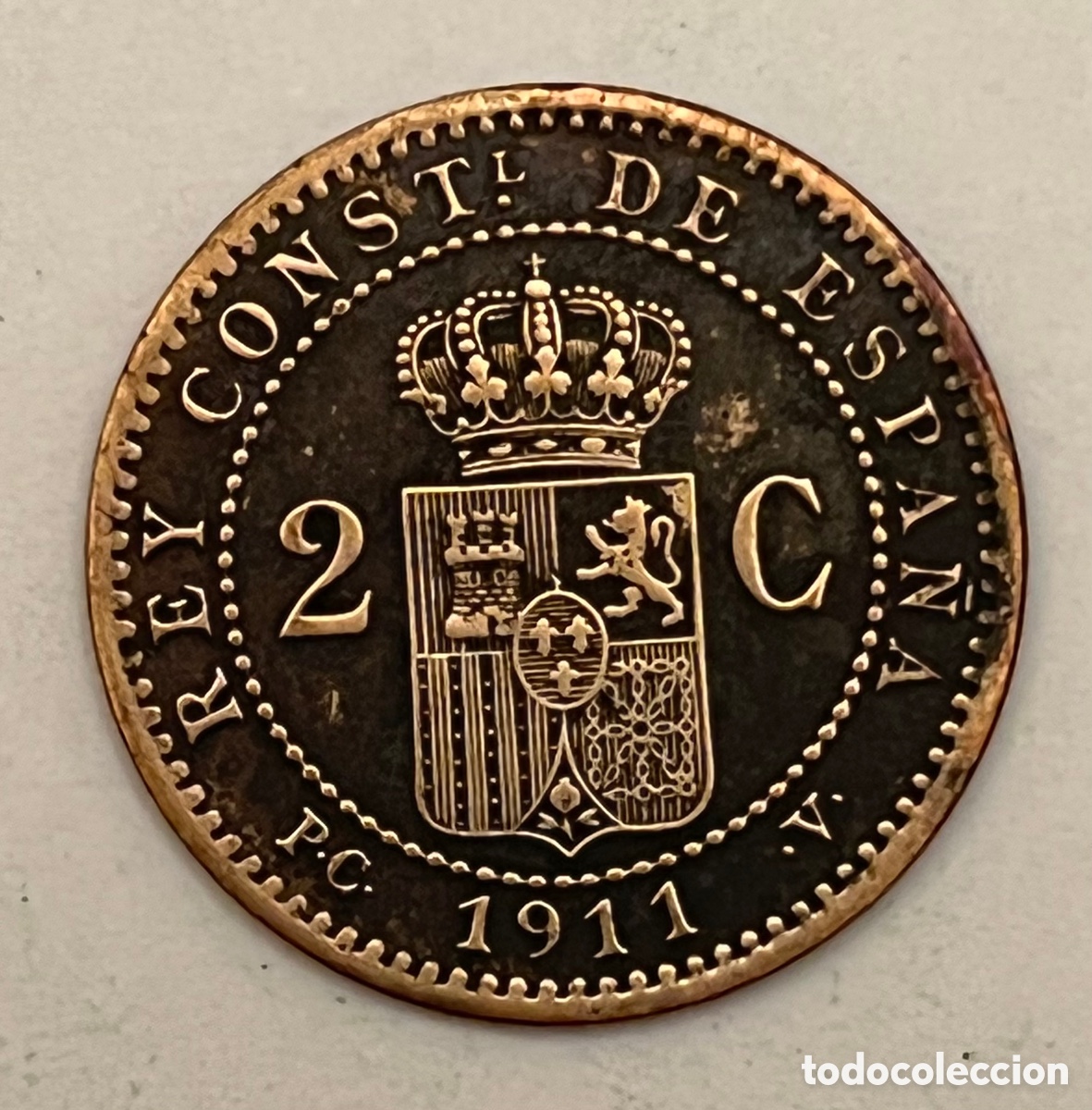 Monedas de Espa&ntilde;a: 2 C&Eacute;NTIMOS ALFONSO XIII 1911 PCV - Foto 2