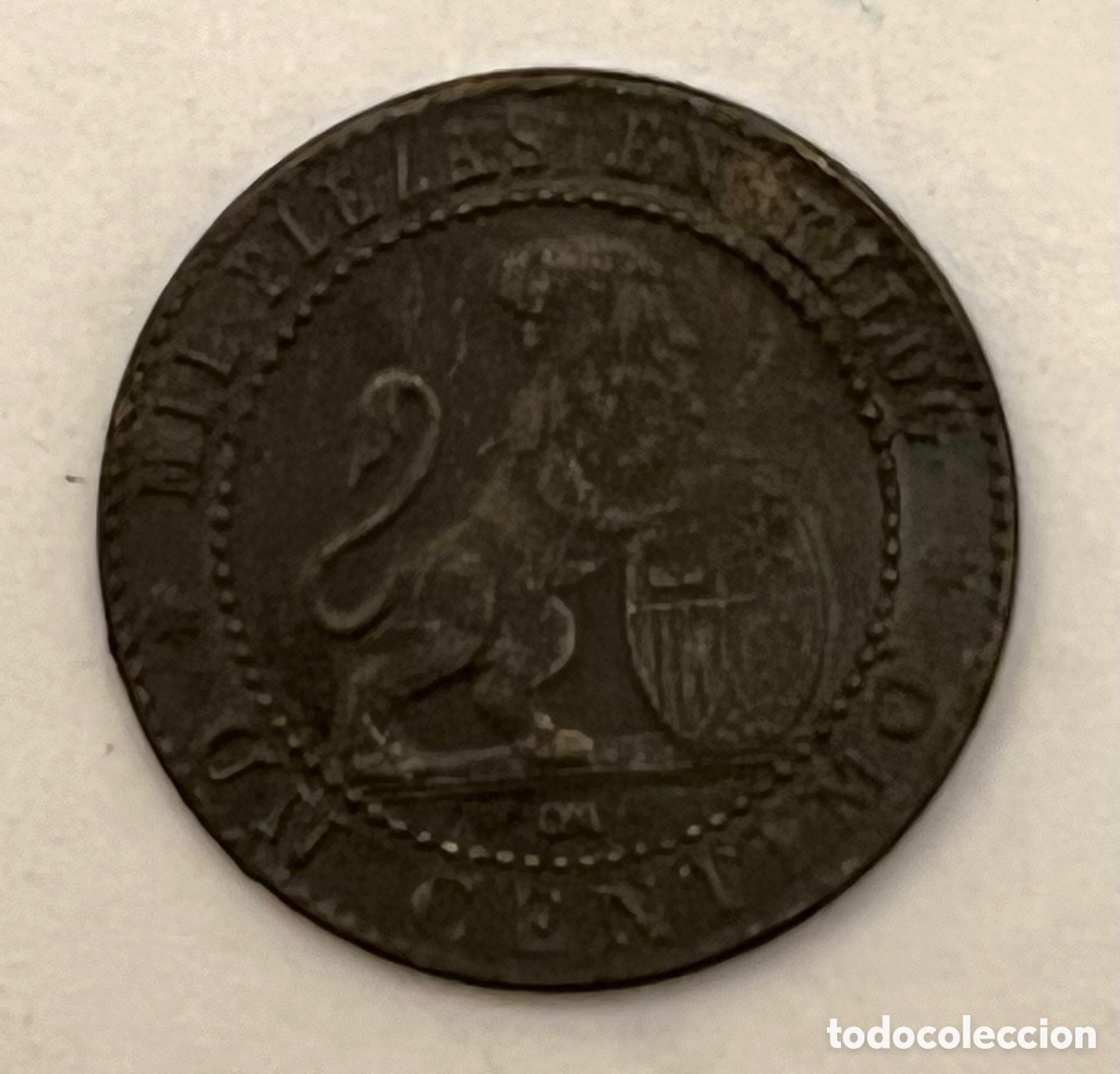Monedas de Espa&ntilde;a: 1 C&Eacute;NTIMO 1870 GOBIERNO PROVISIONAL - COBRE - Foto 2