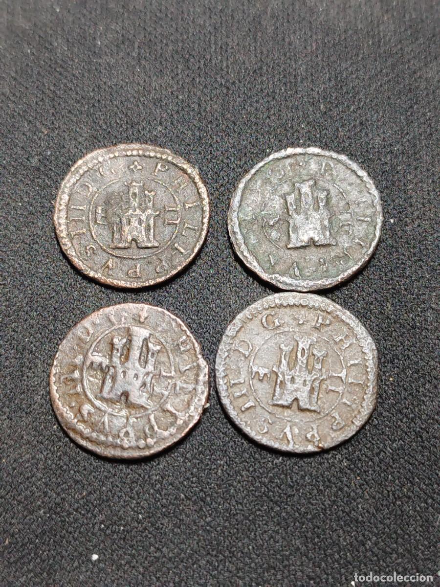 Monedas de Espa&ntilde;a: FELIPE III: 4 MONEDAS DE 2 MARAVEDIS DE LA CECA DE SEGOVIA - Foto 1