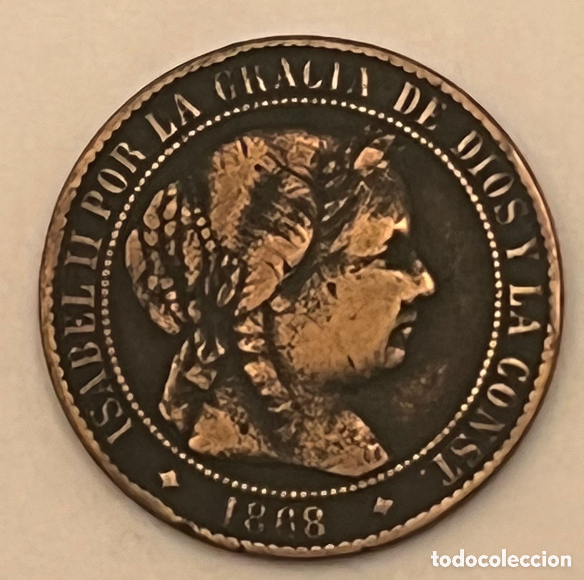 Monedas de Espa&ntilde;a: 2 1/2 C&Eacute;NTIMOS DE ESCUDO - ISABEL 2&ordf; - 1868 - Foto 1