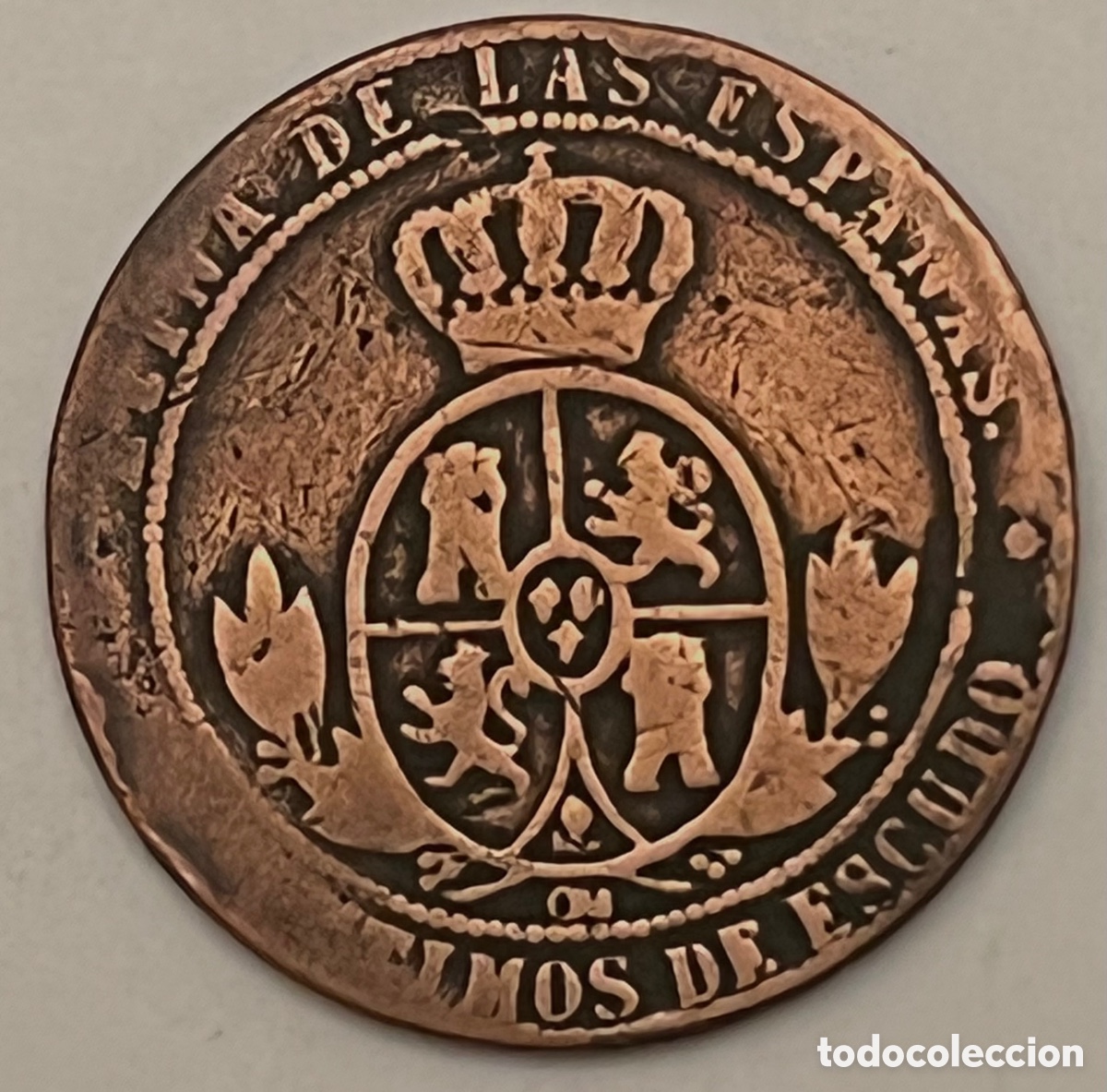 Monedas de Espa&ntilde;a: 2 1/2 C&Eacute;NTIMOS DE ESCUDO - ISABEL 2&ordf; - 1867 - Foto 2