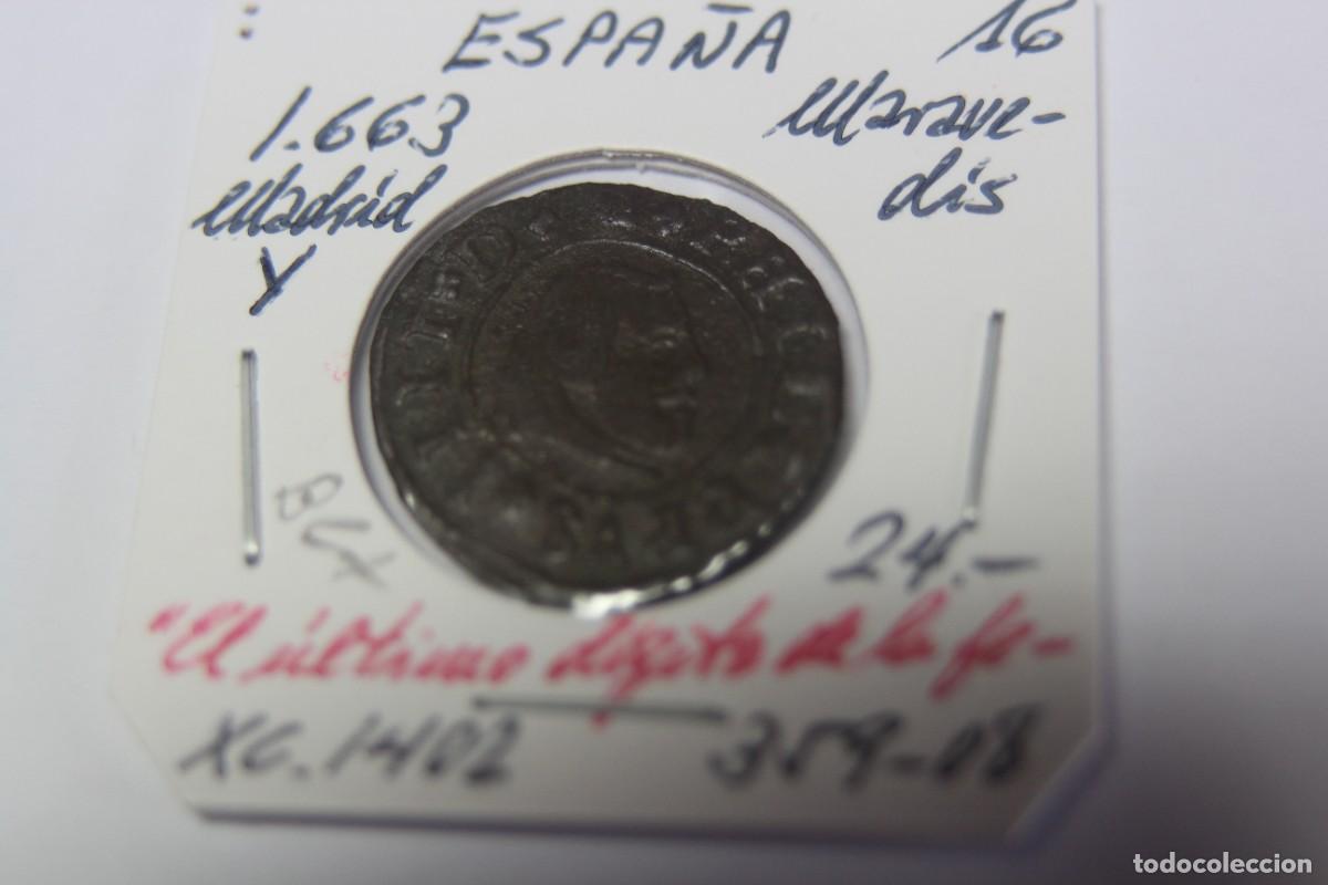 Monedas de Espa&ntilde;a: Moneda de 16 Maraved&iacute;s de 1663 Y XC 1402 MADRID en BC+ - Foto 1