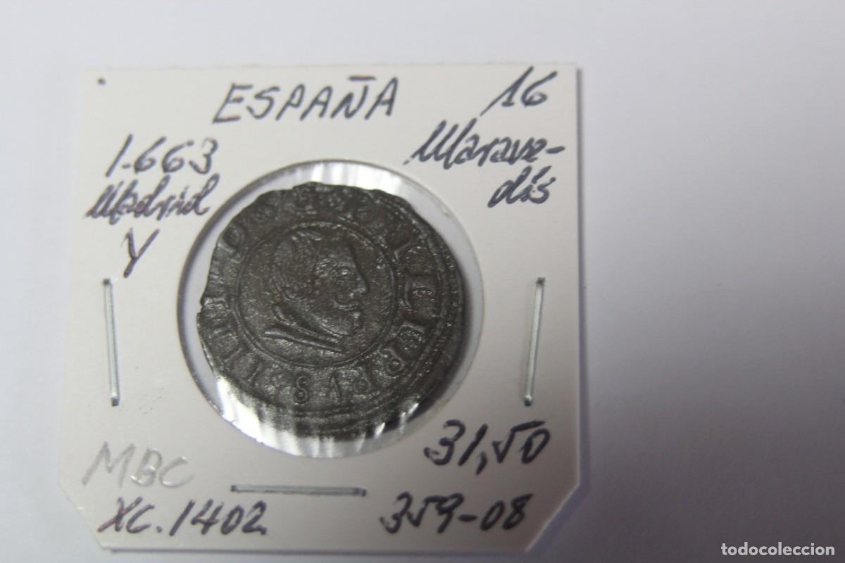 Monedas de Espa&ntilde;a: Moneda de 16 Maraved&iacute;s de 1663 Y XC 1402 MADRID en MBC - Foto 1