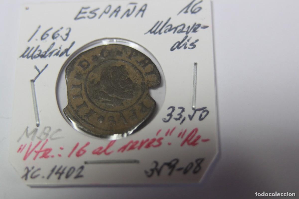 Monedas de Espa&ntilde;a: Moneda de 16 Maraved&iacute;s de 1663 Y XC 1402 MADRID en MBC - Foto 1