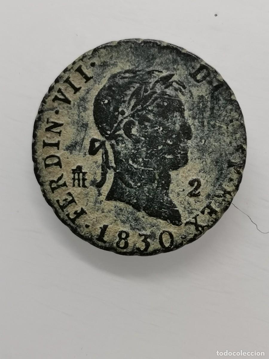 Monedas de Espa&ntilde;a: Fernando VII 2 Maraved&iacute;s 1830 Ceca Segovia. - Foto 3