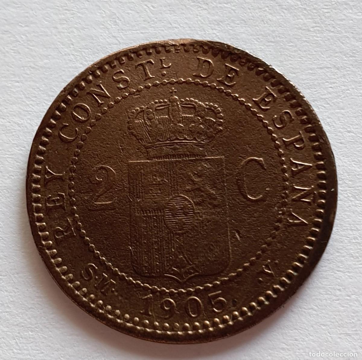 Monedas de Espa&ntilde;a: moneda de 2 centimos 1905 alfonso XIII - Foto 2