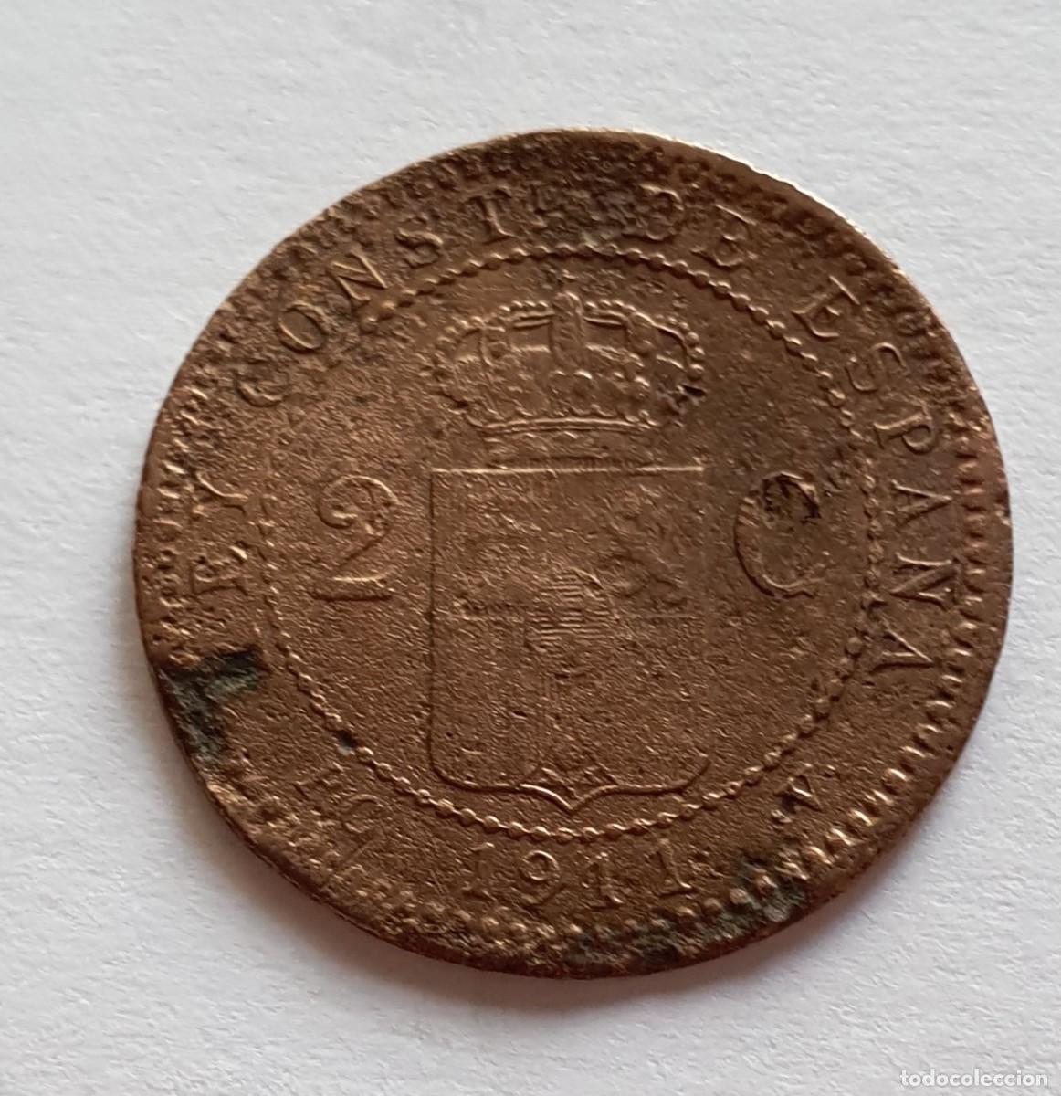 Monedas de Espa&ntilde;a: moneda de 2 centimos 1911 alfonso XIII - Foto 2