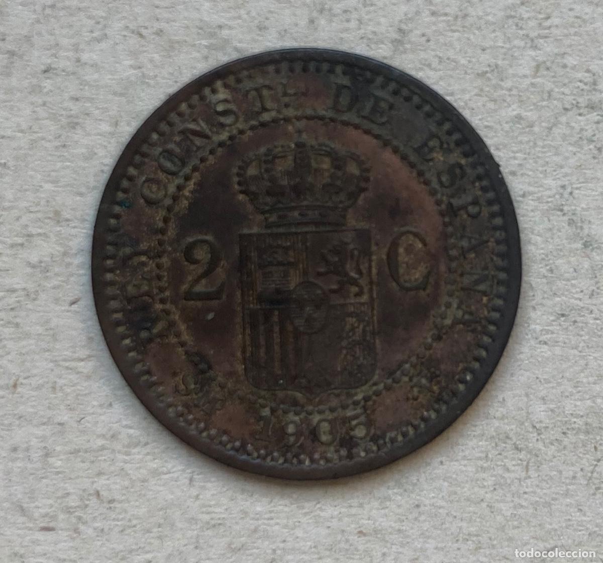 Monedas de Espa&ntilde;a: MONEDA 2 CENTIMOS ALFONSO XIII, 1905 - Foto 2