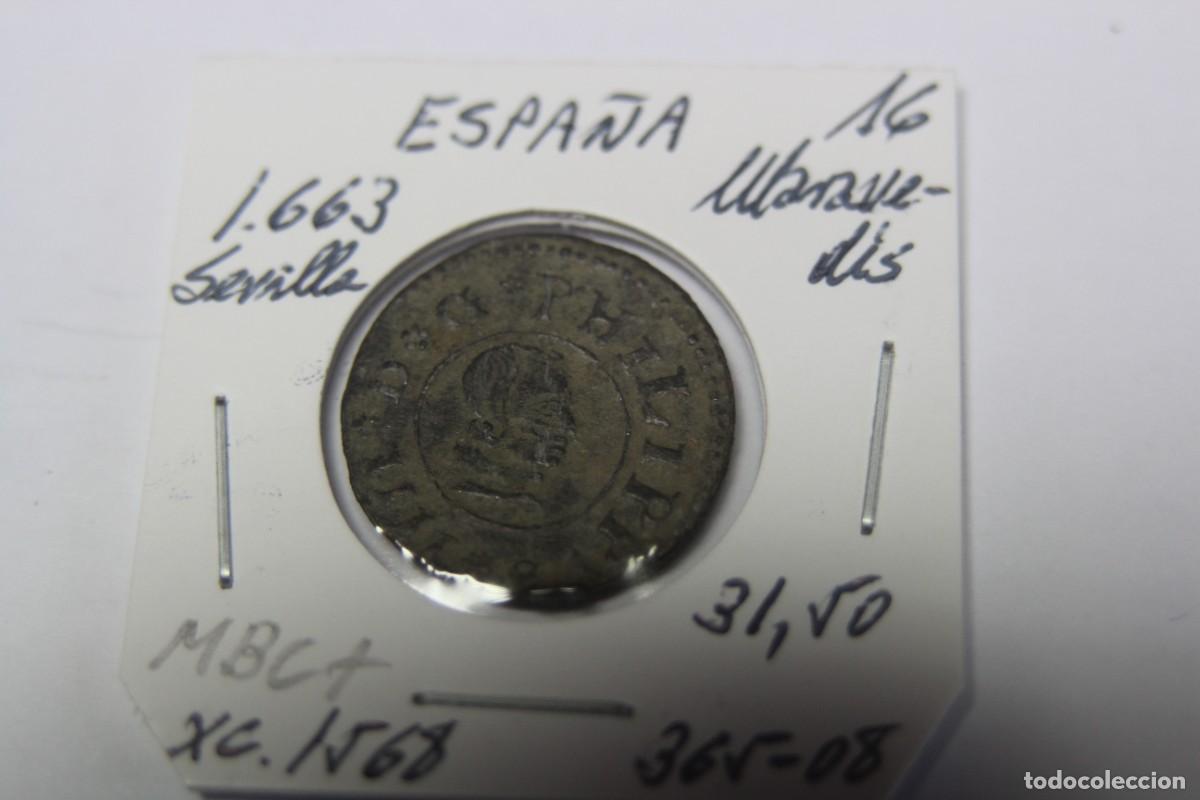 Monedas de Espa&ntilde;a: Moneda de 16 Maraved&iacute;s de 1663 XC 1568 SEVILLA en MBC+ - Foto 1