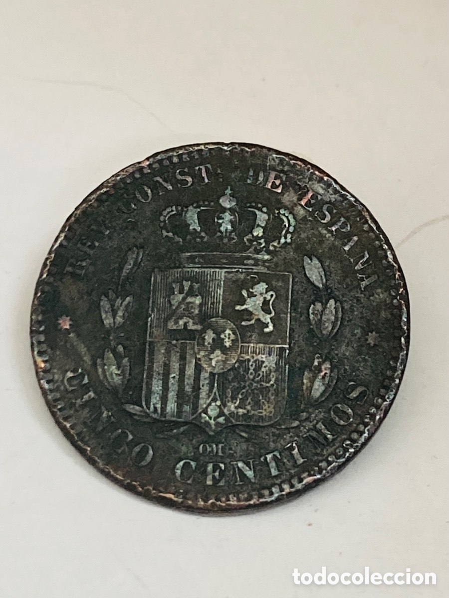 Monedas de Espa&ntilde;a: Moneda 5 c&eacute;ntimos 1877 L43 - Foto 1