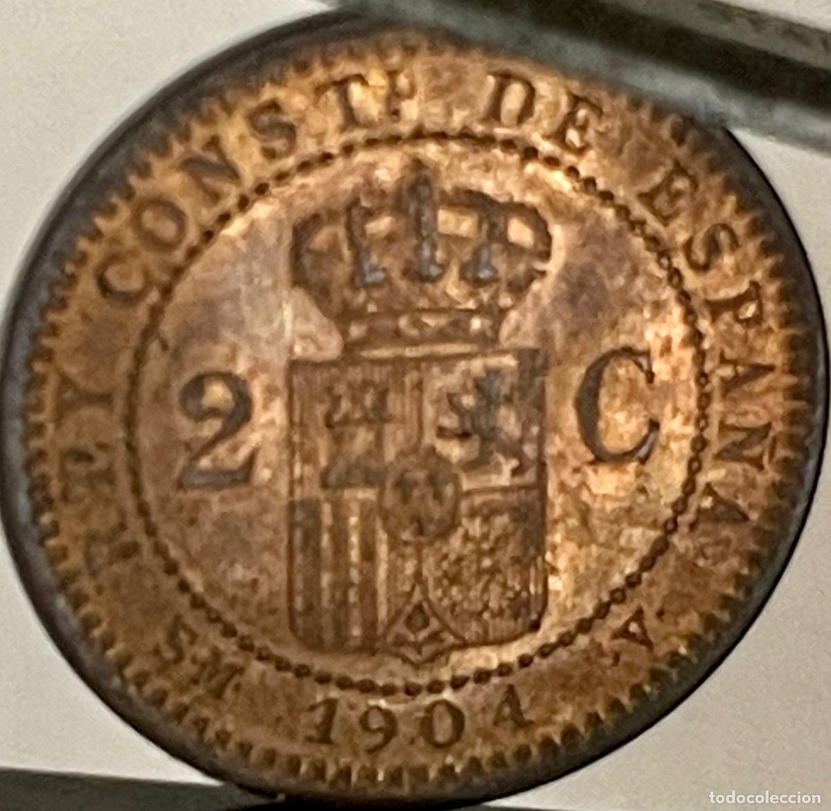 Monedas de Espa&ntilde;a: ALFONSO XIII, 2 C&Eacute;NTIMOS 1904- *04 - Foto 2