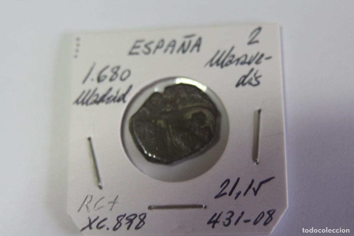 Monedas de Espa&ntilde;a: Moneda de 2 maravedis de 1680 XC 898 MADRID en RC+ - Foto 1
