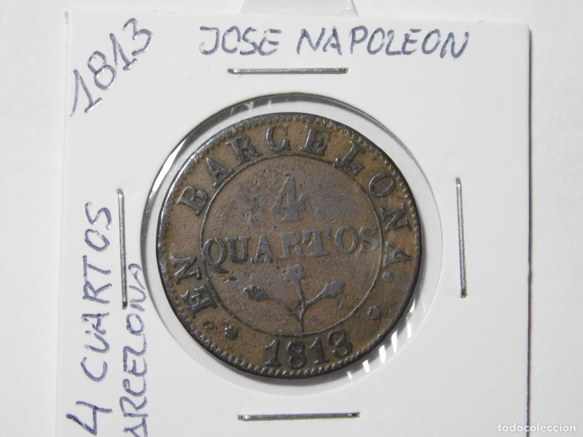 Monedas de Espa&ntilde;a: MONEDA DE CUATRO CUARTOS 1813 (JOSE NAPOLEON). CECA : BARCELONA (M.B.C.) - Foto 2