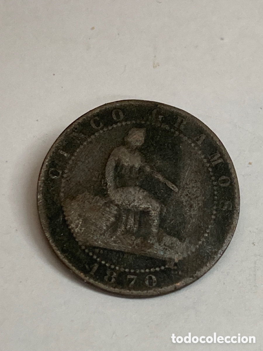 Monedas de Espa&ntilde;a: Moneda 5 c&eacute;ntimos 1870 L45 - Foto 1