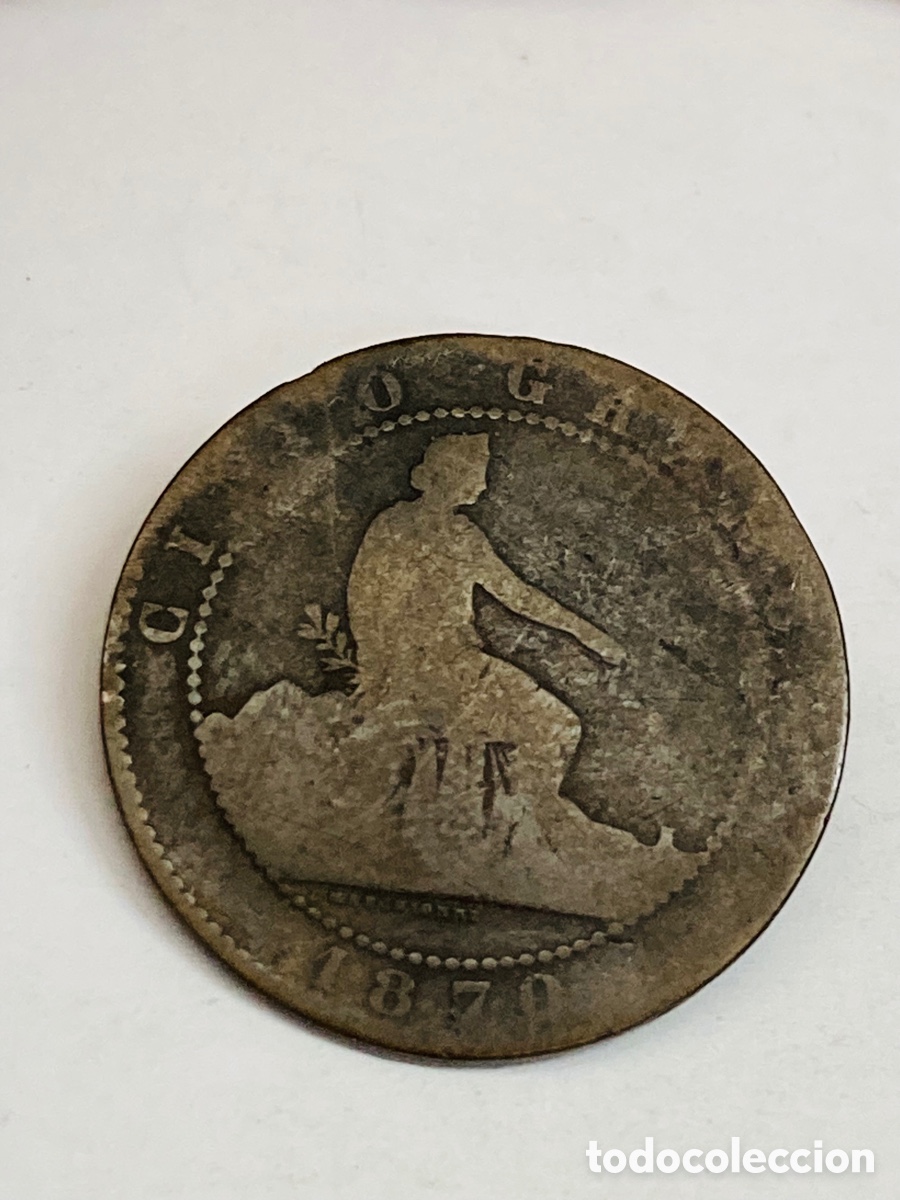Monedas de Espa&ntilde;a: Moneda de cinco c&eacute;ntimos 1870 L46 - Foto 1