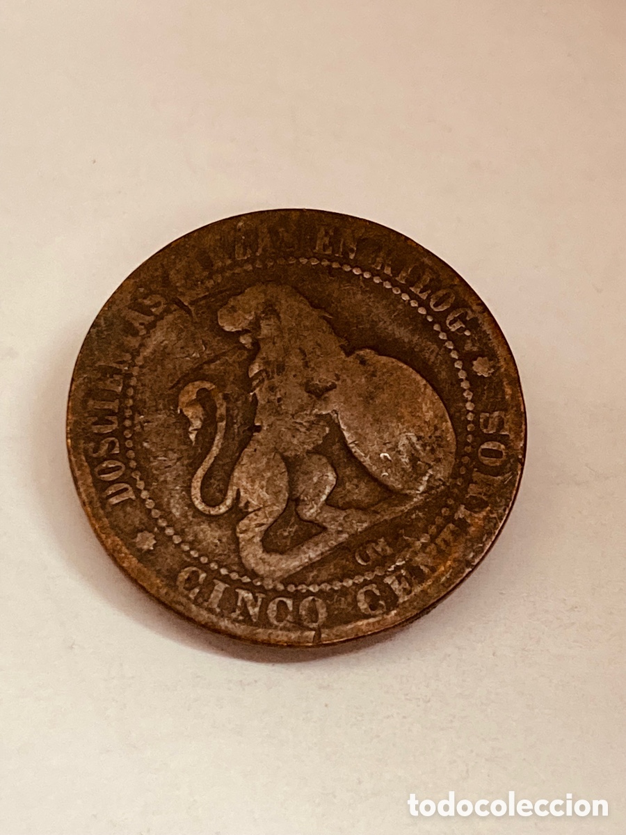 Monedas de Espa&ntilde;a: Moneda de cinco c&eacute;ntimos 1870 - Foto 2